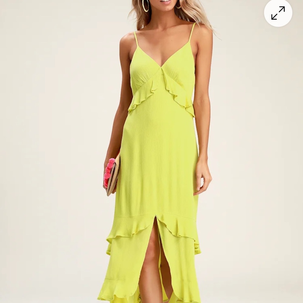 Lulu's Green Asymmetrical Ruffled Sundress